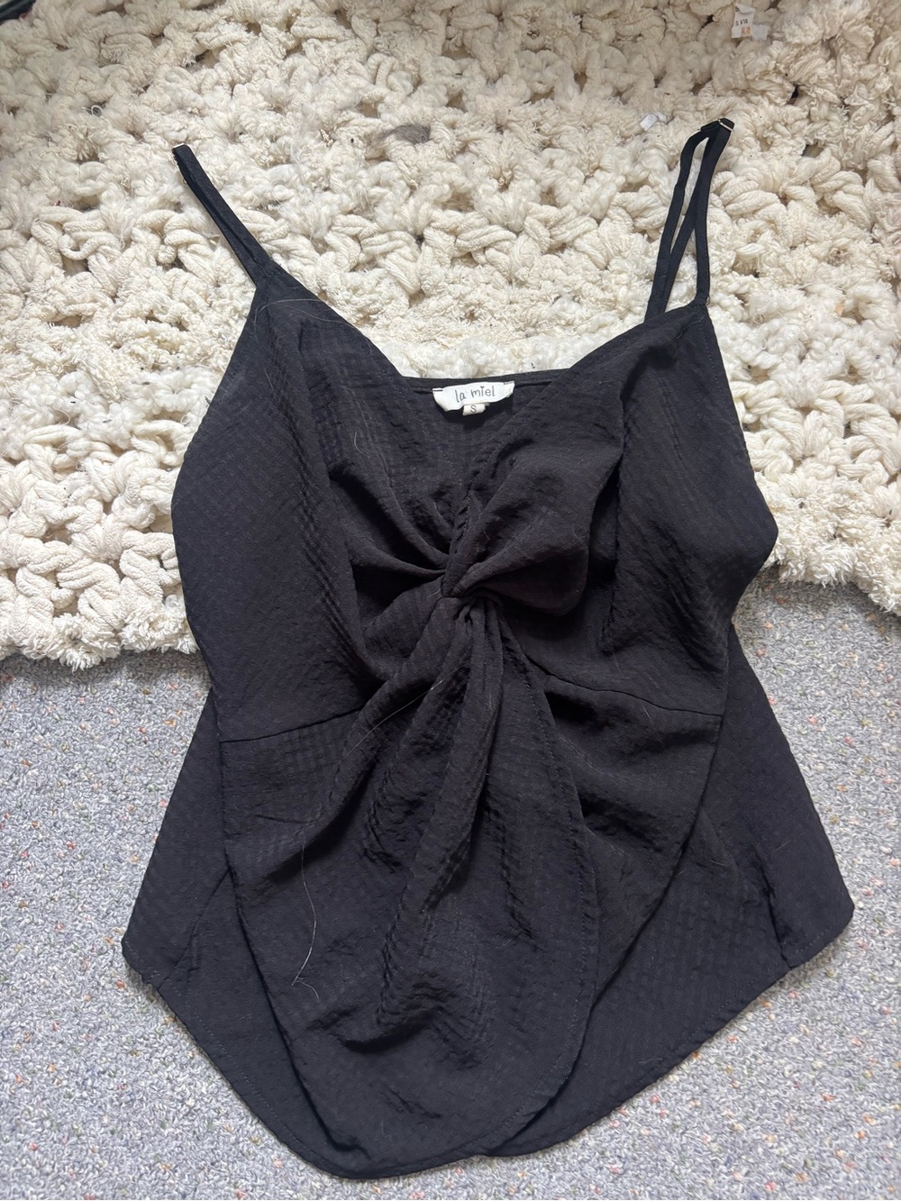 LA MIEL Black Twist-Front Camisole